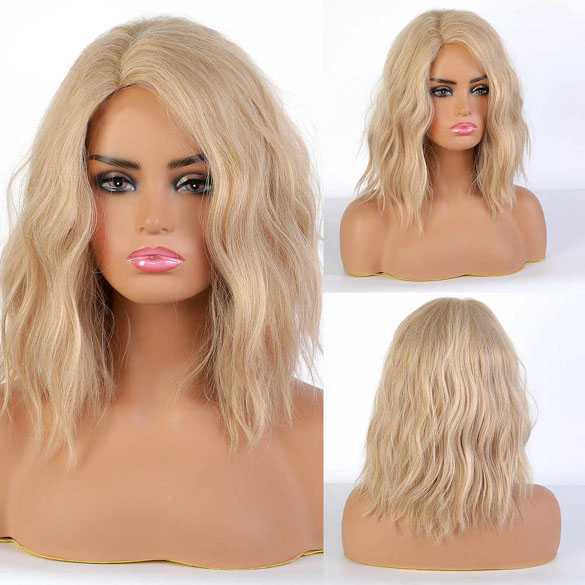 Blonde Pruik Bob Model Met Slagen Zonder Pony Mooie Pruiken Bij