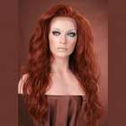 Lace front pruik lang golvend rood haar model Yvonne kleur 130