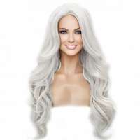 Lace pruik lang lichtgrijs haar zonder pony Kim kleur 60