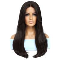 Swiss lace front pruik lang haar in lagen Dark Chocolate