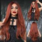 Carnaval Gothic Luxe pruik lang haar koperrood zonder pony