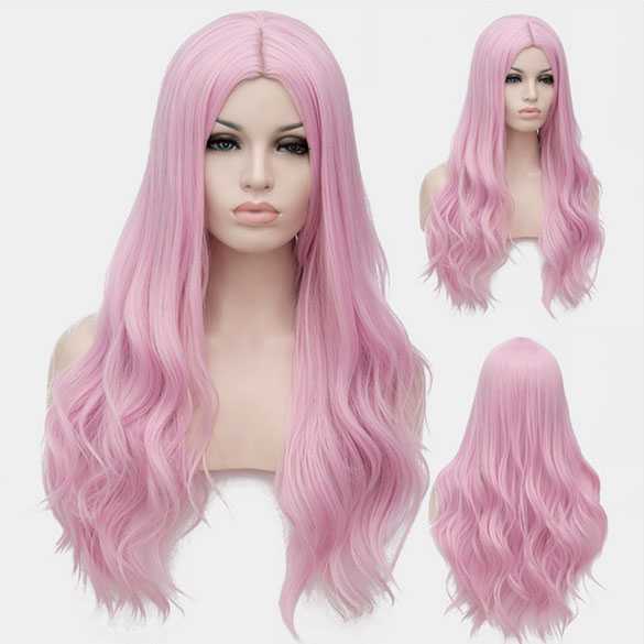 Pruik Lang Haar Met Slagen In Pastel Roze Mooie Pruiken Bij Pruikenplaza 7573