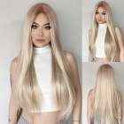 Swiss lace pruik lang blond steil haar zonder pony Shelly