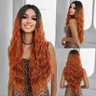 Swiss lace front pruik met superlang koper oranje haar