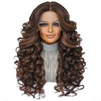 Luxe lace front pruik lang krullend haar Calla P4-30-27