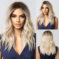 Luxe pruik blond lang haar met grove slag en donkere roots