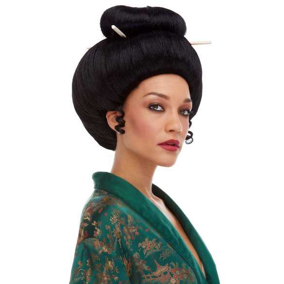 Overvloedig troosten klif Luxe Japanse Geisha pruik zwart haar met knot - Mooie pruiken bij  PruikenPlaza