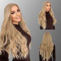 Swiss lace front pruik lang blond haar zonder pony Carmen